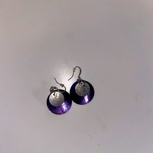 Silver and purple earrings
